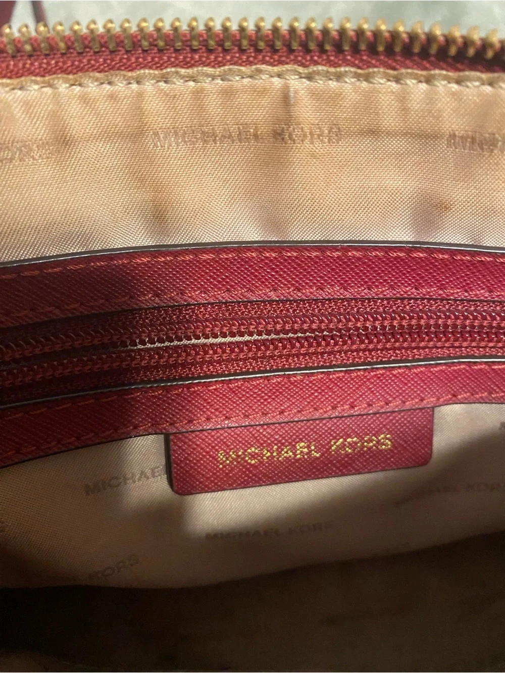 Michael Kors Wine Red Crossbody with Gold Chain